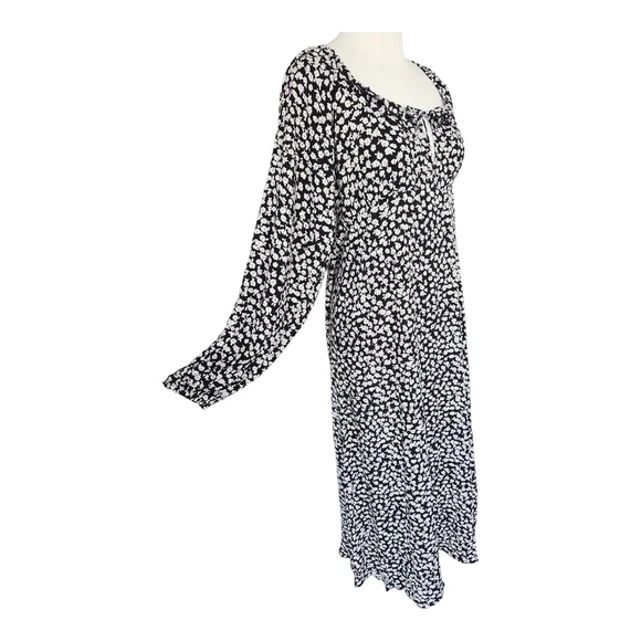 Billabong Better Days Midi Dress – Size L, Black & White Floral with Keyhole Tie - Picture 5 of 12